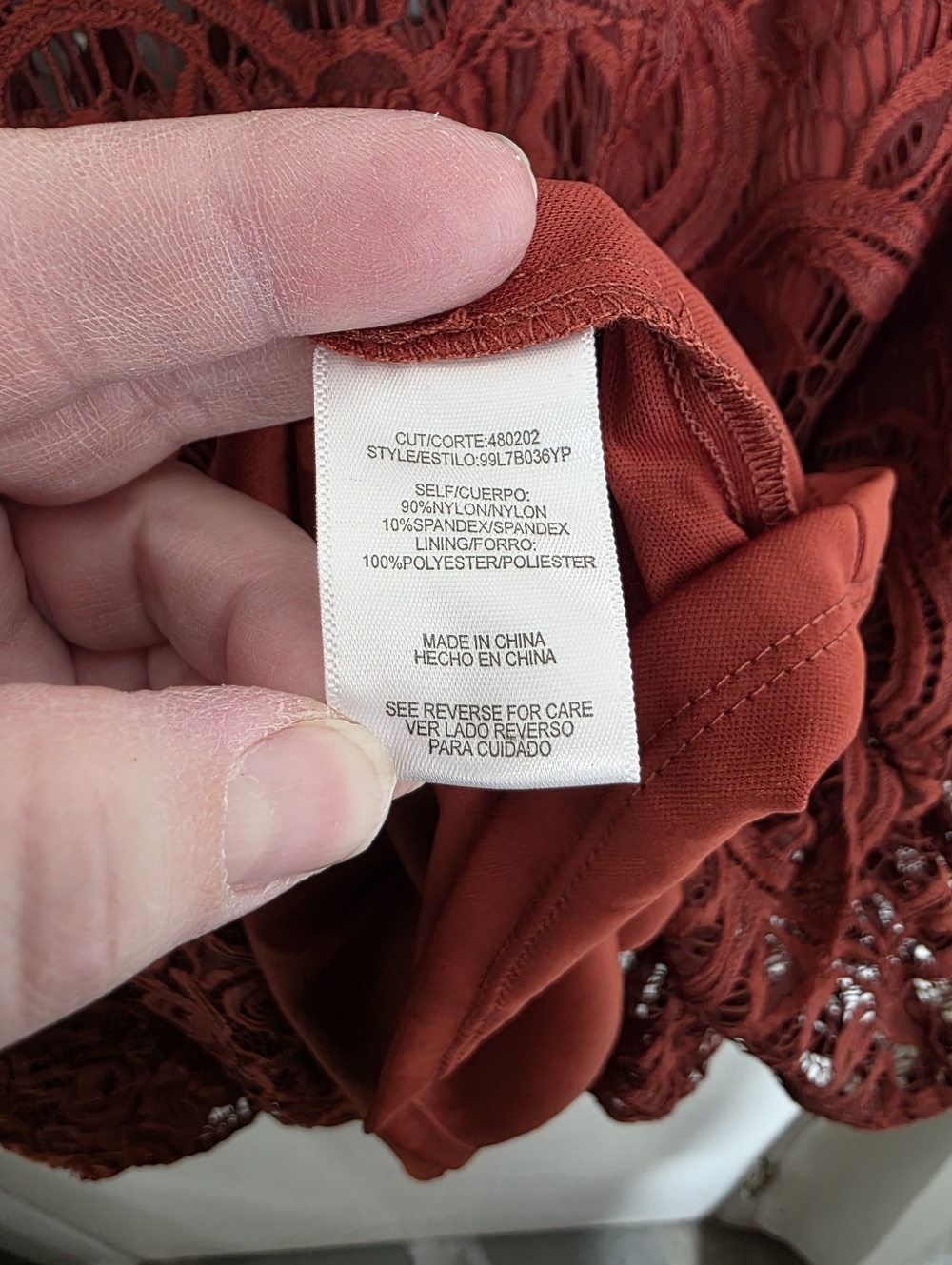 HALO Crochet Lined Sleeveless Top Plus Size 3X Red Rust - Picture 7 of 8